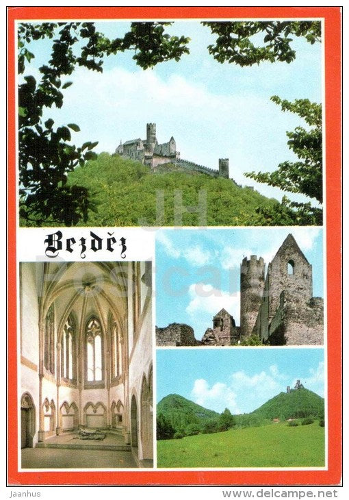 Bezdez Castle - Ceska Lipa district - ruins - Czechoslovakia - Czech - used 1988 - JH Postcards