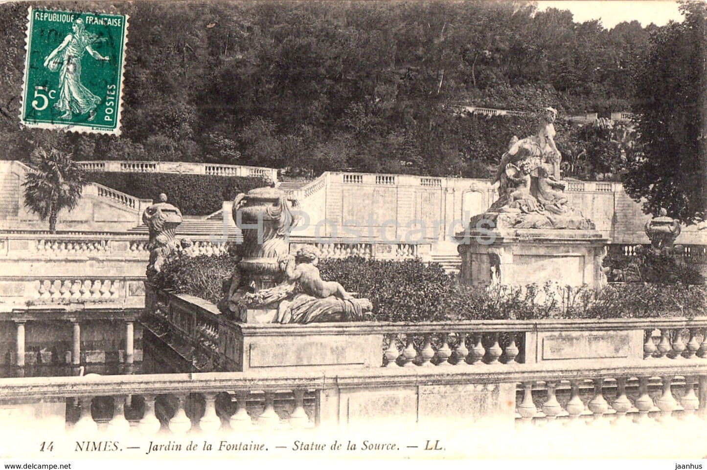 Nimes - Jardin de la Fontaine - Statue de la Source - 14 - old postcard - 1910 - France - used - JH Postcards