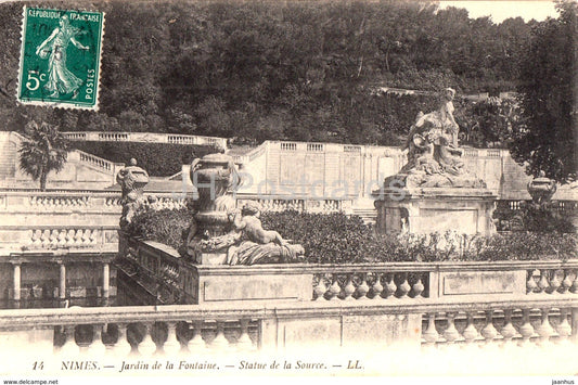 Nimes - Jardin de la Fontaine - Statue de la Source - 14 - old postcard - 1910 - France - used - JH Postcards