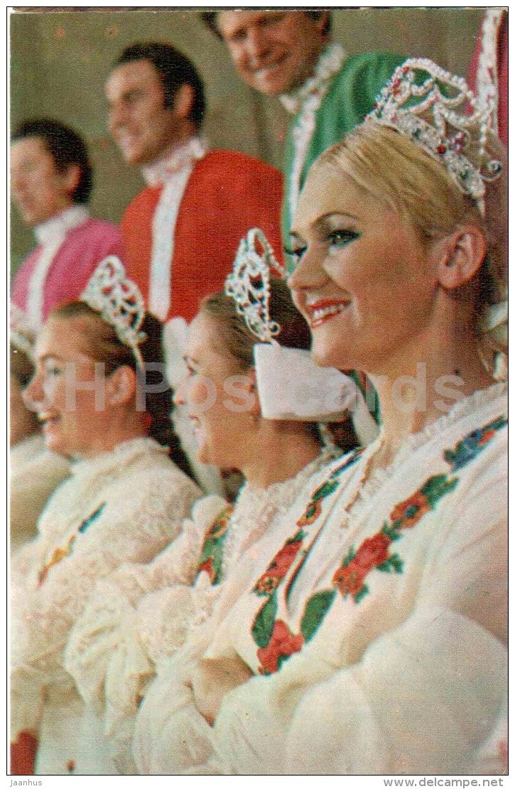 The Russian Folk Song - folk costumes - The Pyatnitsky Russian Folk Chorus - 1976 - Russia USSR - unused - JH Postcards