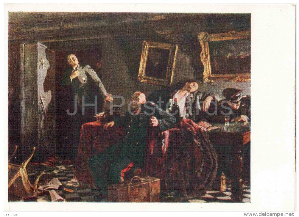 painting by Kukryniksy - The End of Adolf and Nazi Germany , 1948 - russian art - unused - JH Postcards