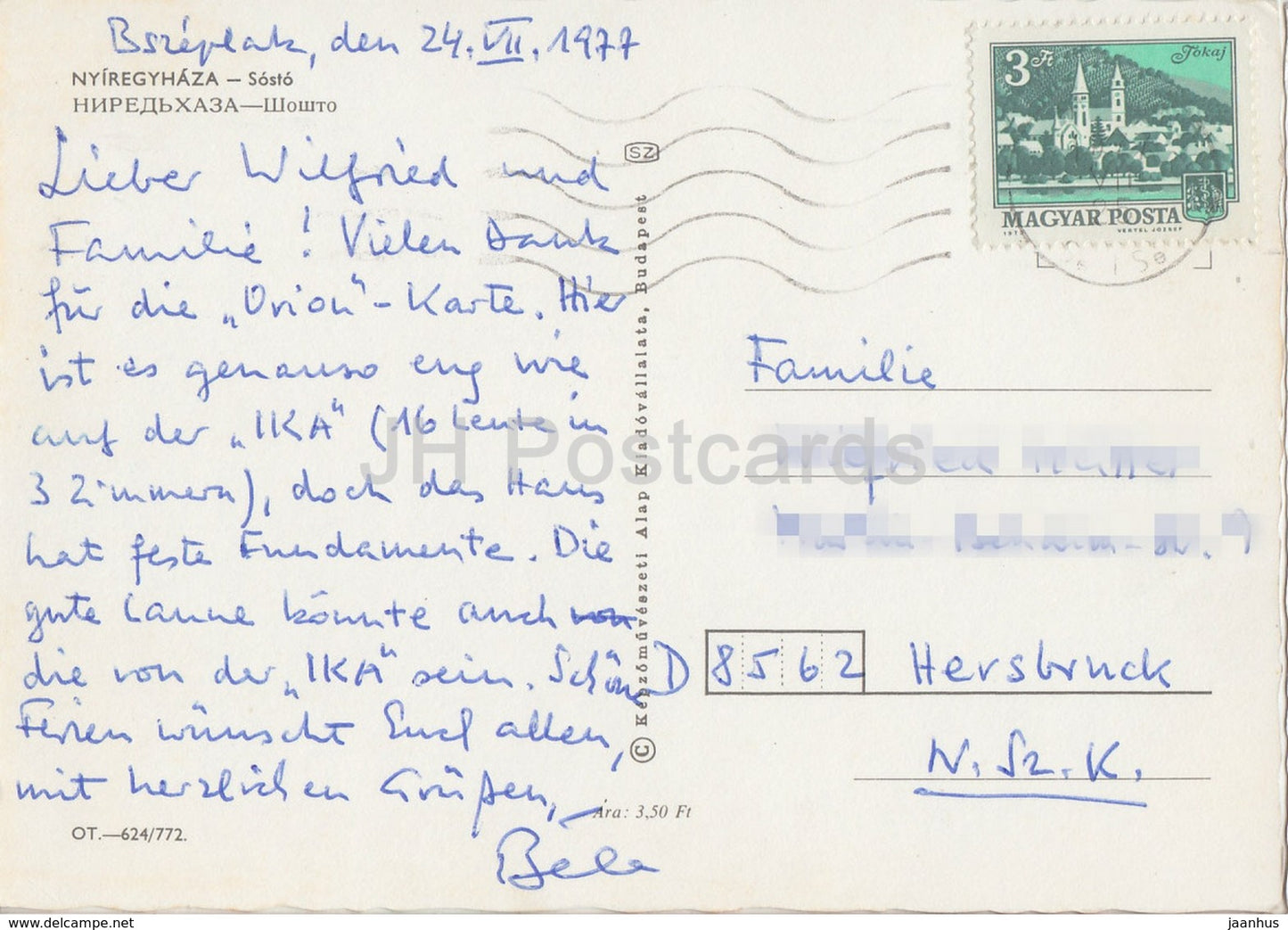 Nyiregyhaza - Sosto - piscine - rue - église - voitures - multiview - 1977 - Hongrie - occasion