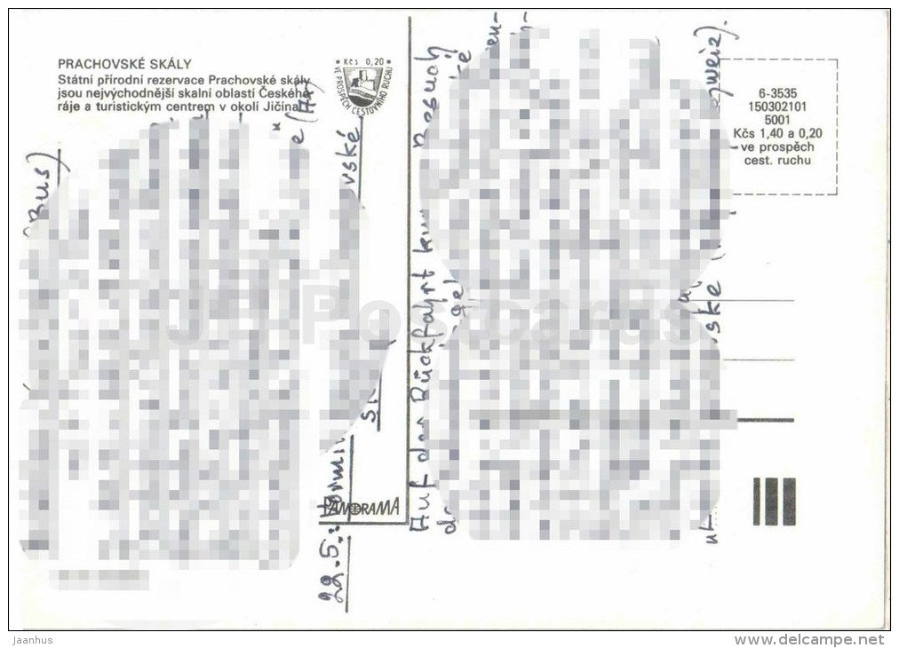 Prachovske Skaly - 1 - Rocks - Prachovo Rocks - Czechoslovakia - Czech - used - JH Postcards