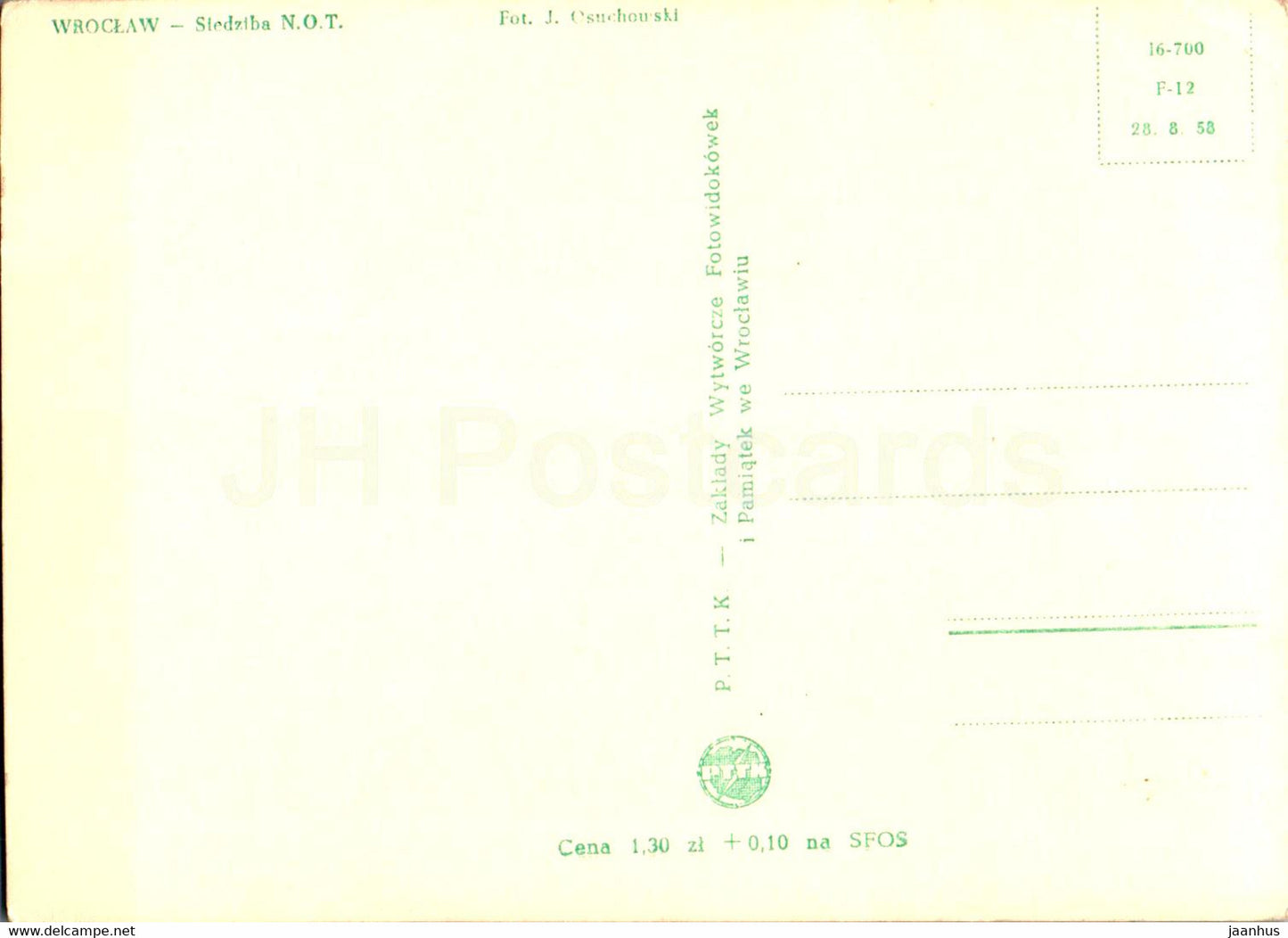 Wroclaw - Siedziba N O T - Headquarters of N.O.T - old postcard - Poland - unused