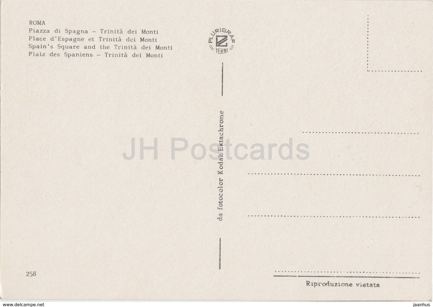 Rome - Roma - Place d'Espagne et Trinita dei Monti - 258 - Italie - inutilisé