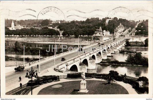 Tours - Vue sur le grand Pont de pierre - 255 - bridge - old postcard - 1948 - France - used - JH Postcards