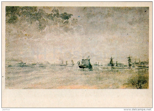 painting by James Abbott McNeill Whistler - Seascape with Sailing Boats - English art - Russia USSR - 1984 - unused - JH Postcards