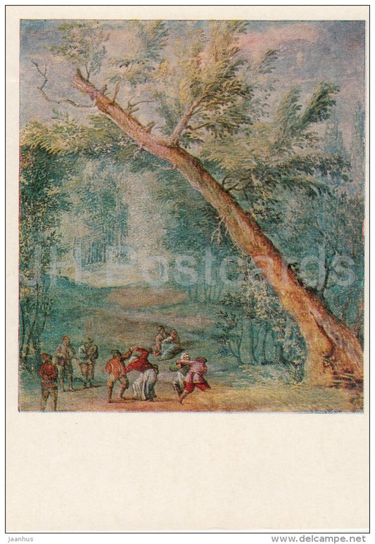 painting by Jan Brueghel the Younger - Village Holiday , 1643 - Flemish art - Russia USSR - 1979 - unused - JH Postcards