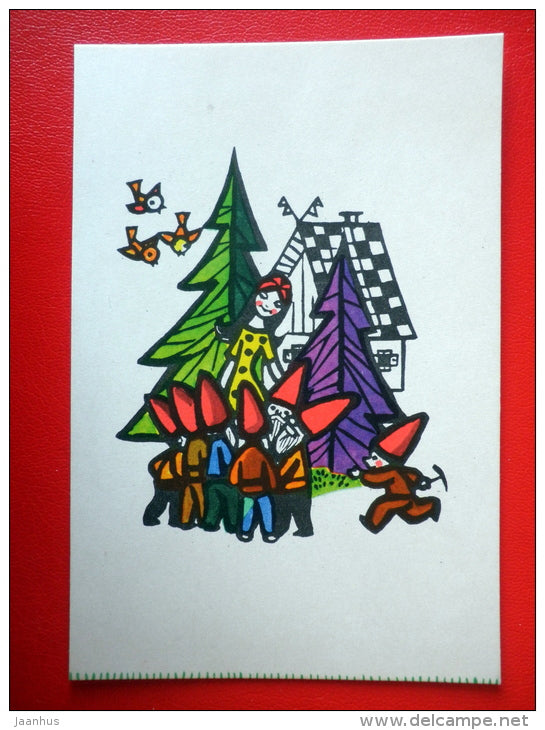 illustration by A. Skliutaskaite - Snow White and the Seven Dwarfs - birds - 1967 - Russia USSR - unused - JH Postcards