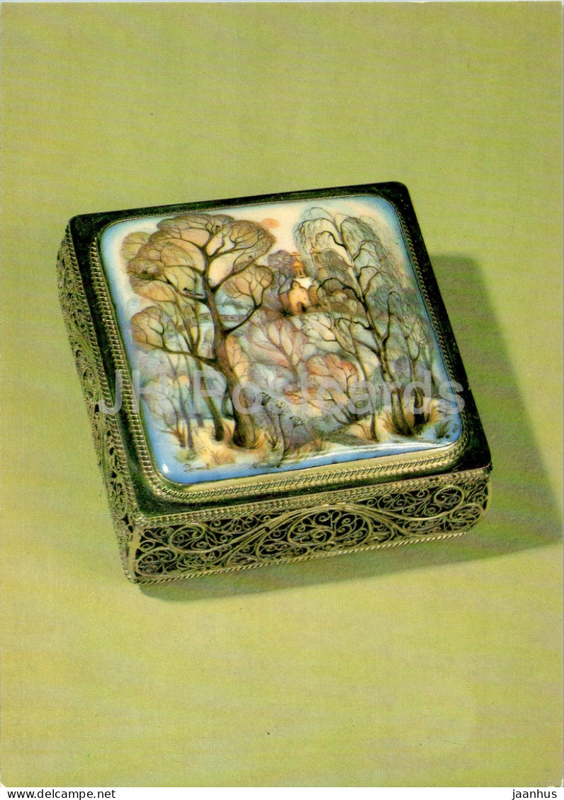small box Rostov Lace by V. Kochkin - Enamel Crafts of Rostov Finift - art - 1989 - Russia USSR - unused - JH Postcards