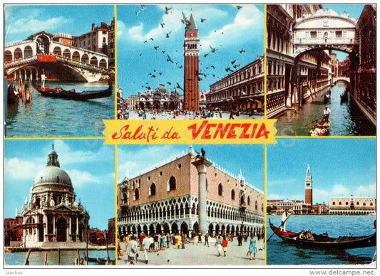 Saluti da Venezia - gondola - Veneto - 270 - Italia - Italy - sent from Italy to Germany 1985 - JH Postcards