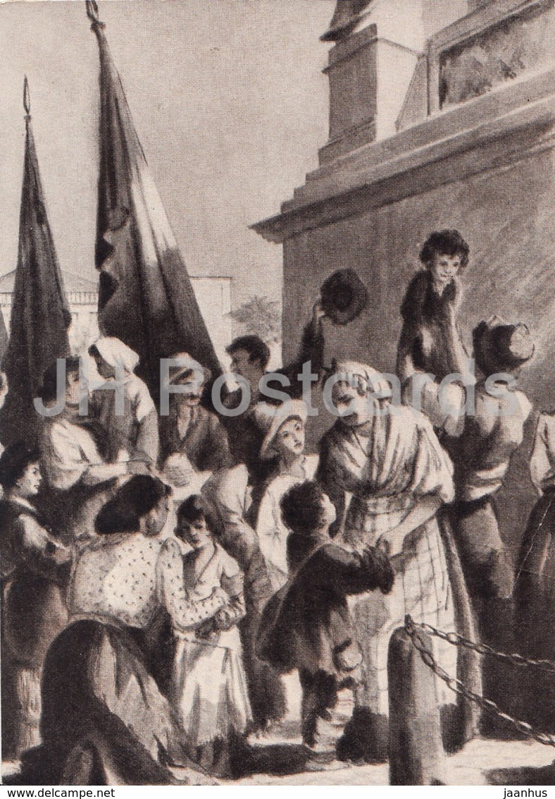 writing by M. Gorky - Tales of Italy - Meeting in Genoa - illustration by T. Shishmareva - 1957 - Russia USSR - unused - JH Postcards