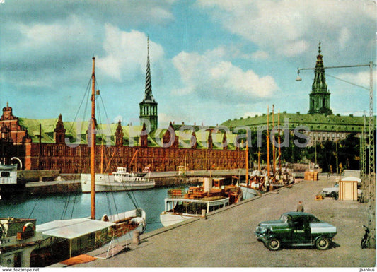 Copenhagen - Kopenhagen - Borsen - Christiansborg - Stock Exchange - palace - ship - car - boat - 48 - Denmark - unused - JH Postcards