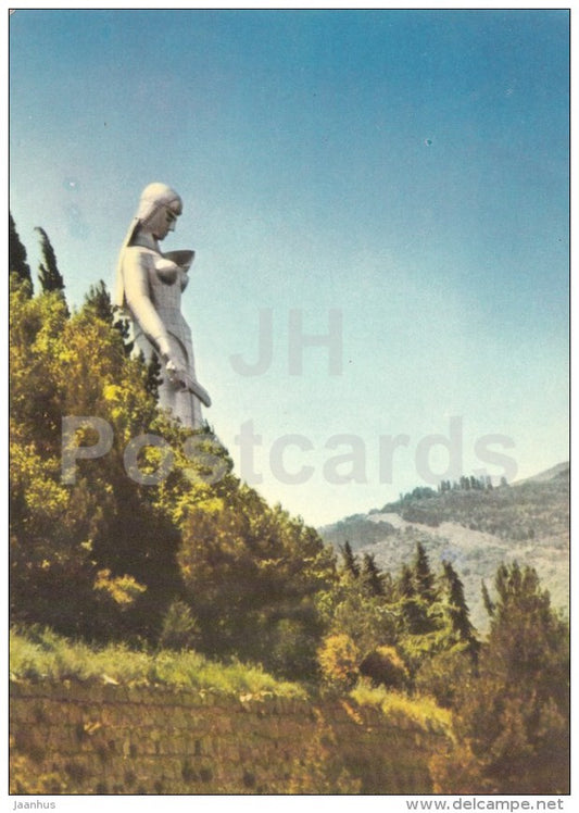 symbolic statue of Mother Georgia - Tbilisi - Georgia USSR - unused - JH Postcards