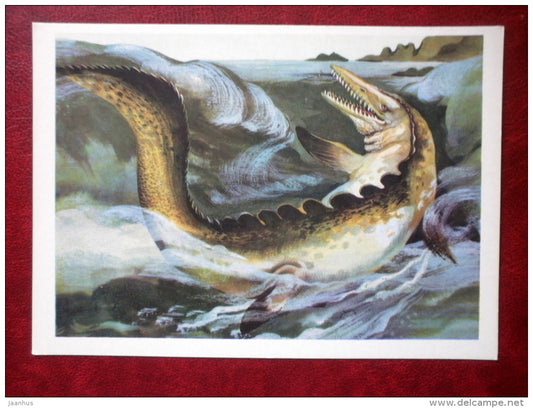 Mosasaur - dinosaurs - Illustration by I. Chevereva - 1983 - Russia USSR - unused - JH Postcards