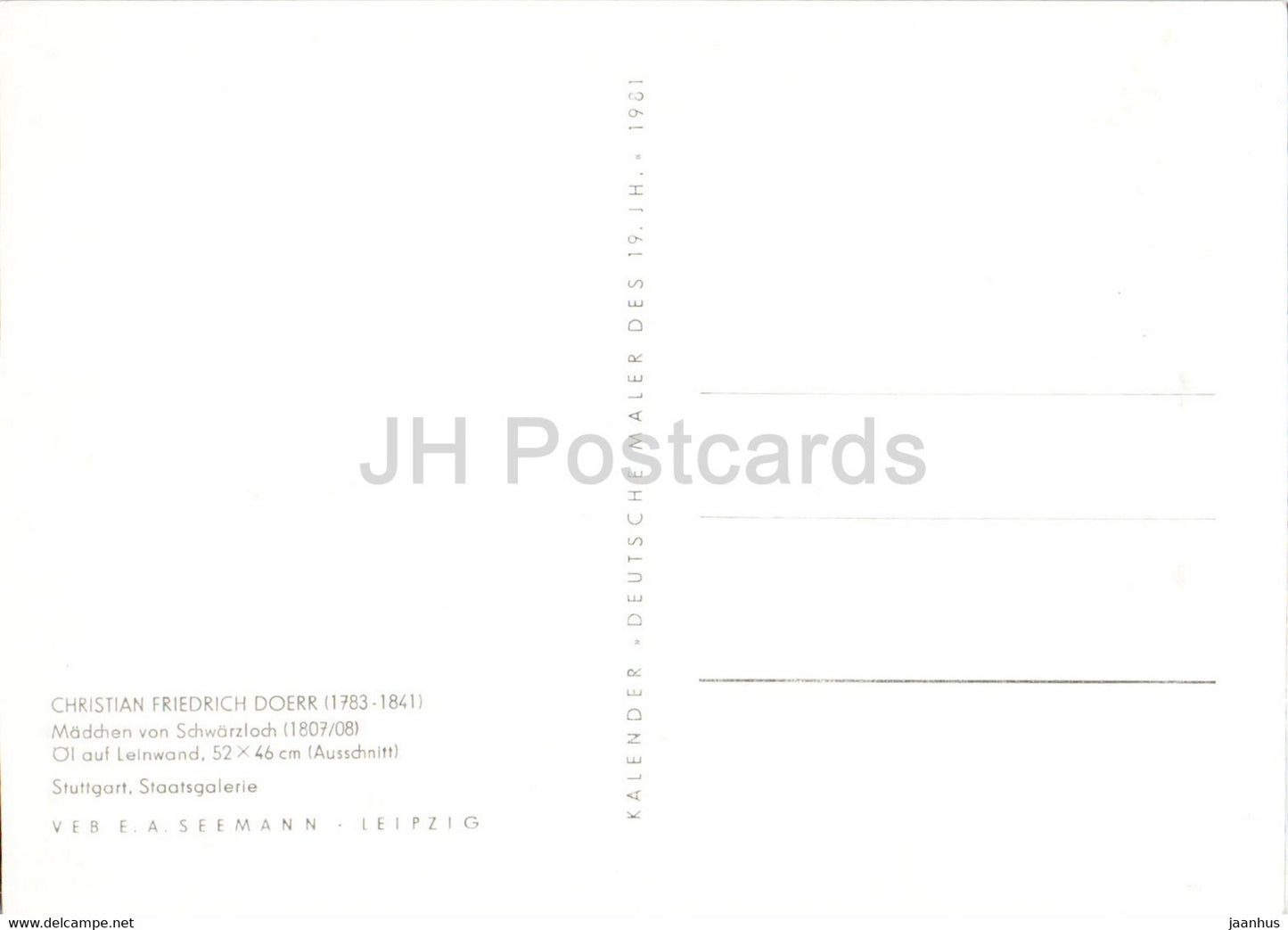 painting by Christoph Friedrich Doerr - Dorr Madchen von Schwarzloch - girl - Austrian art - 1981 - Germany DDR - unused