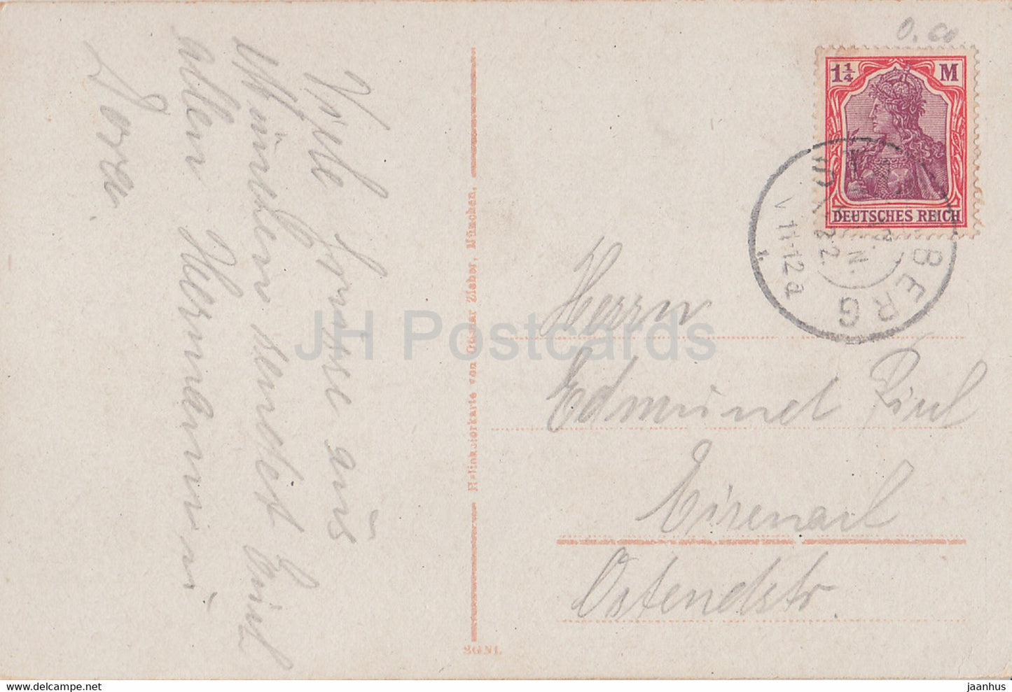 Munchen - Nationalmuseum und Hubertusbrunnen - Munich - old postcard - Germany - used