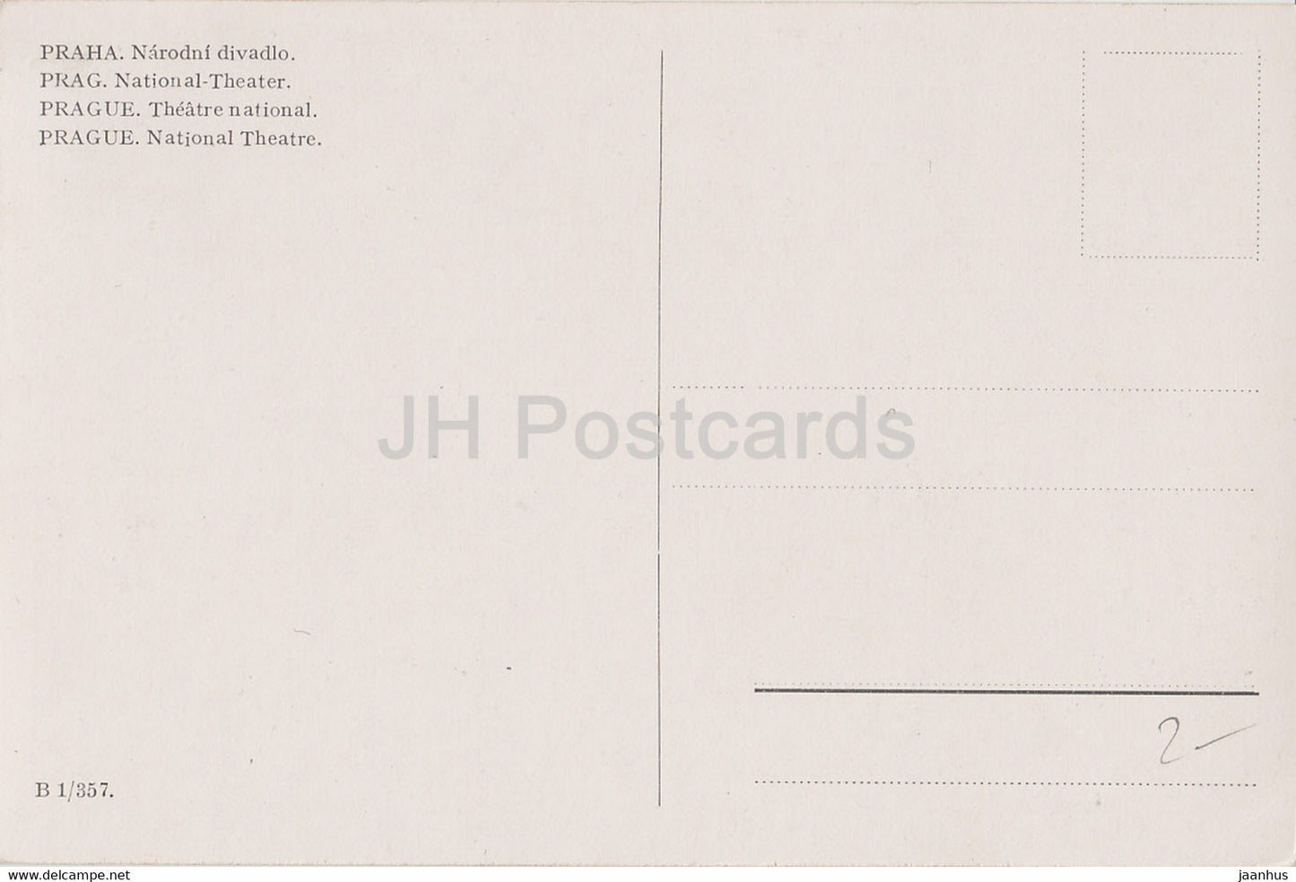 Praha - Prag - Narodni Divadlo - Nationaltheater - alte Postkarte - Tschechische Republik - unbenutzt