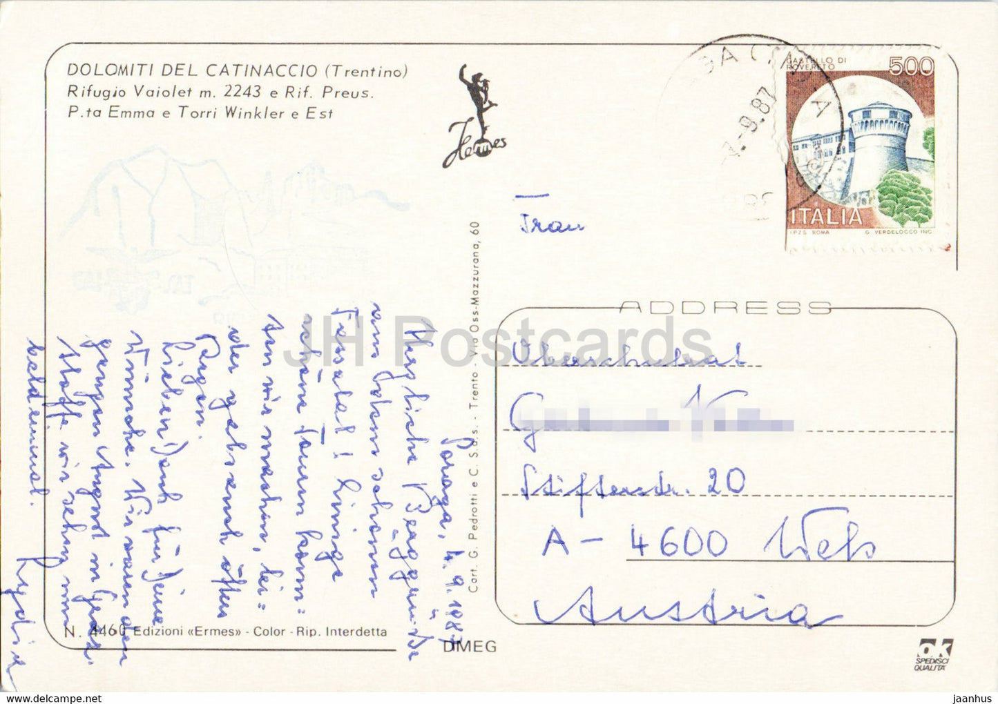 Dolomiti del Catinaccio - Rifugi Vaiolet - Rif Preus - 1987 - Italy - used