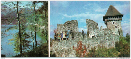 landscape reserve - lake Sinevir - Nevitsky castle near Uzhhorod - Carpathian Mountains - 1984 - Ukraine USSR - unused - JH Postcards