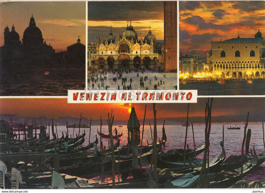 Venezia - Venice - Venezia al Tramonto - Piazza S. Marco - Venice at Sunset - multiview - Italy - 1982 -used - JH Postcards