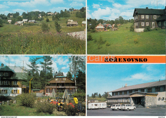 Korenovsko - Korenov - Polubny - roadhouse - cars - Lesni Chata - multiview - Czechoslovakia - Czech Republic - unused - JH Postcards