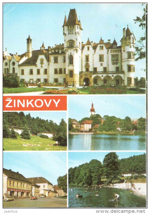 Zinkovy castle - town views - Czechoslovakia - Czech - used 1987 - JH Postcards