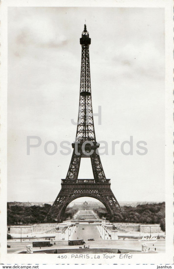 Paris - La Tour Eiffel - 450 - old postcard - 1940 - France - used - JH Postcards
