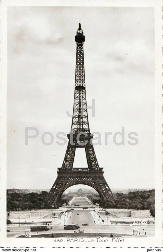 Paris - La Tour Eiffel - 450 - old postcard - 1940 - France - used - JH Postcards