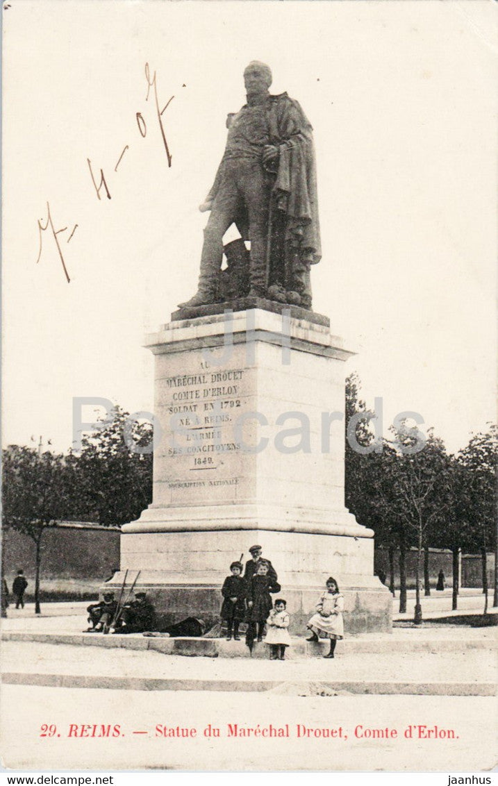 Reims - Statue du Marechal Drouet - Comte d'Erlon - monument - 29 - old postcard - 1907 - France - used - JH Postcards