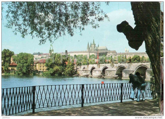 The Castle of Prague Hradcany and Charles Bridge - Paraha - Prague - Czechoslovakia - Czech - used 1975 - JH Postcards