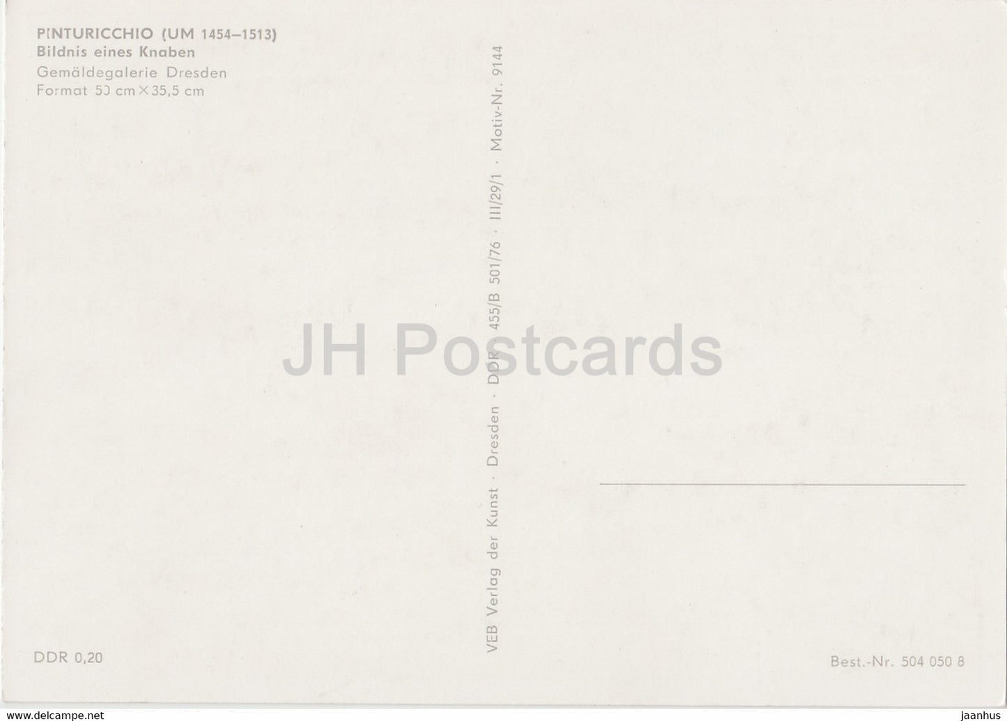 painting by Pinturicchio - Bildnis eines Knaben - boy - 9144 - Italian art - Germany DDR - unused
