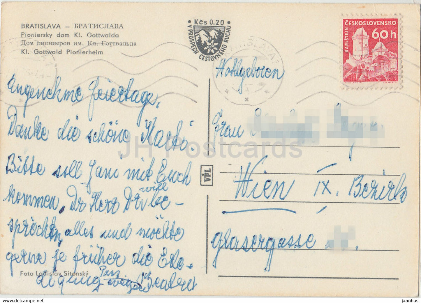 Bratislava - Pionersky dom Kl. Gottwalda - Gottwald House of Pioneers - car - bus - Slovakia - used