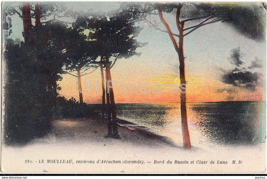 Le Molleau - Environs d'Arcachon - Bord du Bassin et Clair de Lune - old postcard - France - unused - JH Postcards