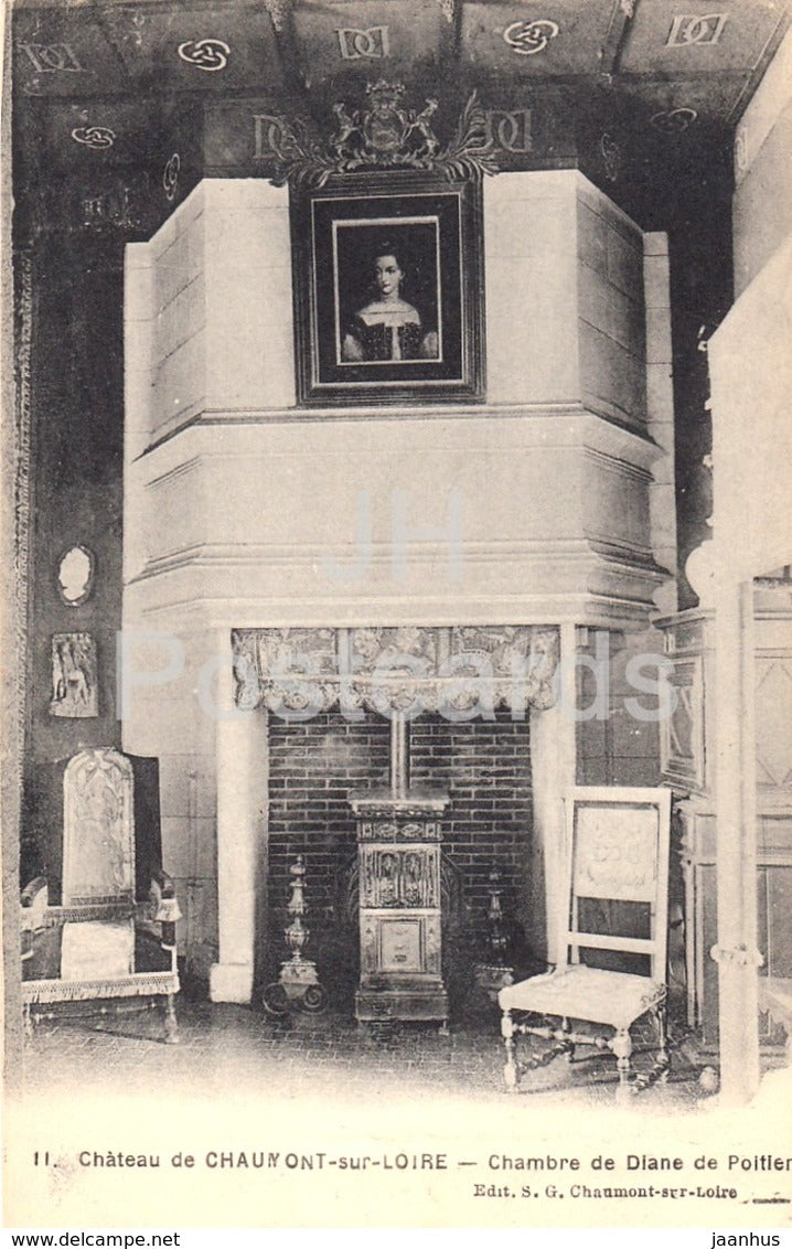 Chateau de Chaumont sur Loire - Chambre de Diane de Poitiers - castle - 11 - old postcard - France - unused