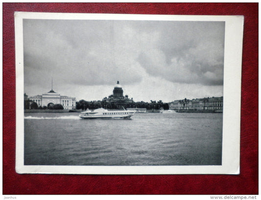 view of the Decembrists Square - passenger boat - Leningrad - St. Petersburg - 1964 - Russia USSR - unused - JH Postcards
