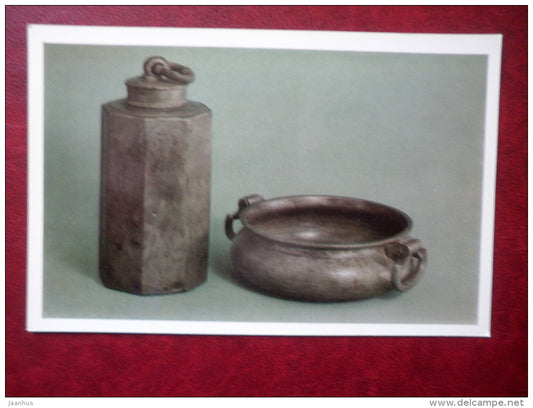 Flask and Bowl , 18th century - Art Objects in Tin by Russian Craftsmen - 1976 - Russia USSR - unused - JH Postcards