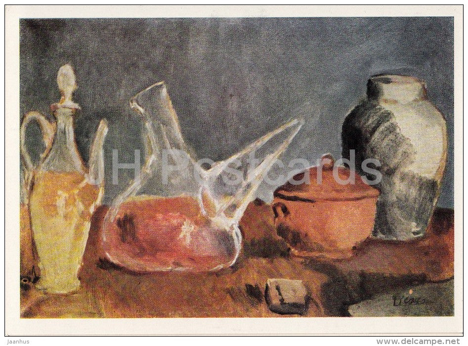 painting by Pablo Picasso - Glassware , 1905 - Spanish art - Russia USSR - old postcard - unused - JH Postcards