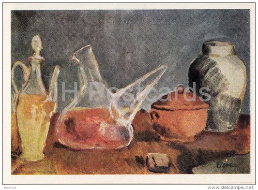 painting by Pablo Picasso - Glassware , 1905 - Spanish art - Russia USSR - old postcard - unused - JH Postcards