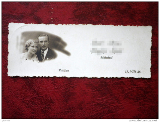 engagement card - Tallinn 1936 - mini card - Estonia  - unused - JH Postcards