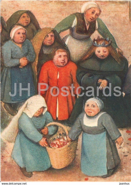 painting by Pieter Bruegel - Ausschnitt aus den Kinderspielen - detail - Dutch art - Germany - unused - JH Postcards