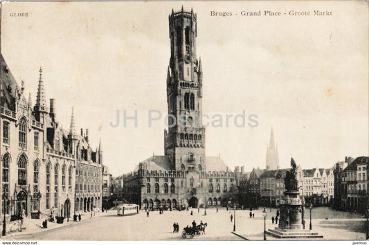 Bruges - Brugge - Grand Place - Groote Markt - tram - 32 - old postcard - 1916 - Belgium - used - JH Postcards