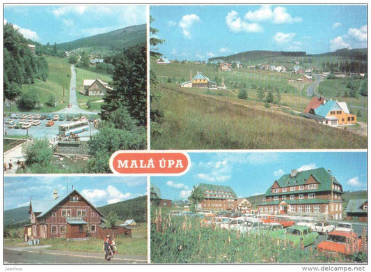Mala Upa - town views - bus - Czechoslovakia - Czech - used 1986 - JH Postcards