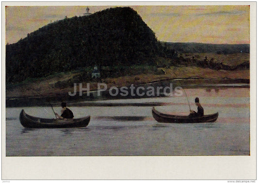 Painting by. M. Nesterov - The Silence , 1903 - fishing - boat - Russian art - 1965 - Russia USSR - unused - JH Postcards