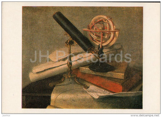 painting by Philippe de La Hire - Still Life . Astronomical Devices - French art - Russia USSR - 1979 - unused - JH Postcards