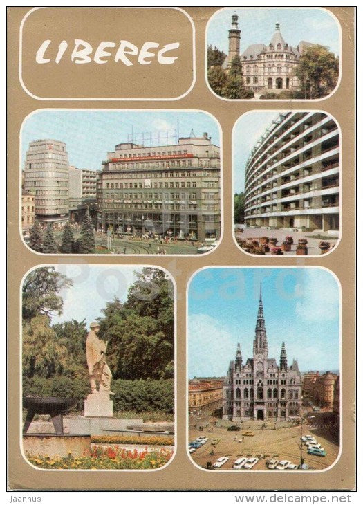 Liberec - city views - architecture - Czechoslovakia - Czech - used 1978 - JH Postcards