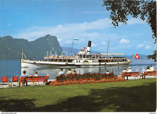 Vierwaldstattersee - Dampfer Gallia mit Burgenstock - passenger ship - steamer - 1981 - Switzerland - used - JH Postcards