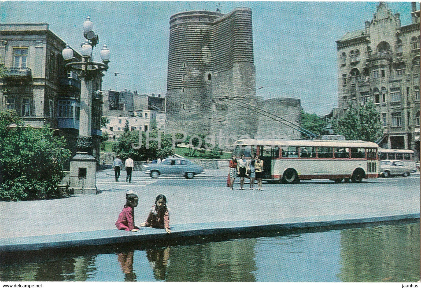 Baku - Maiden's Tower - trolleybus - 1972 - Azerbaijan USSR - unused - JH Postcards
