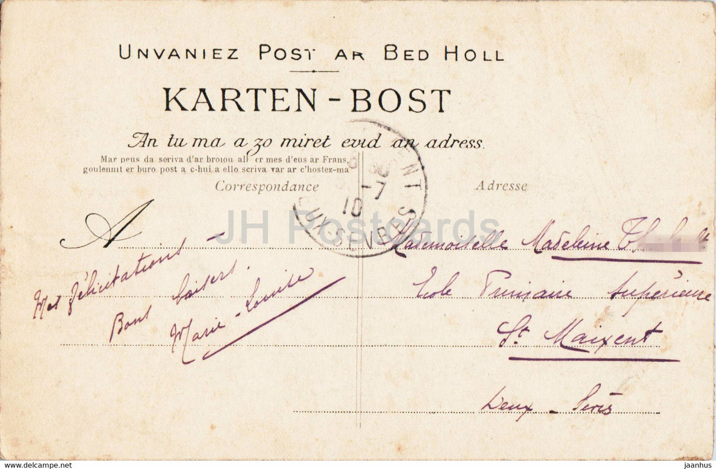 Belle Ile - La Pointe des Poulains - Etude de Vagues au Sphinx - 2430 - carte postale ancienne - 1910 - France - occasion