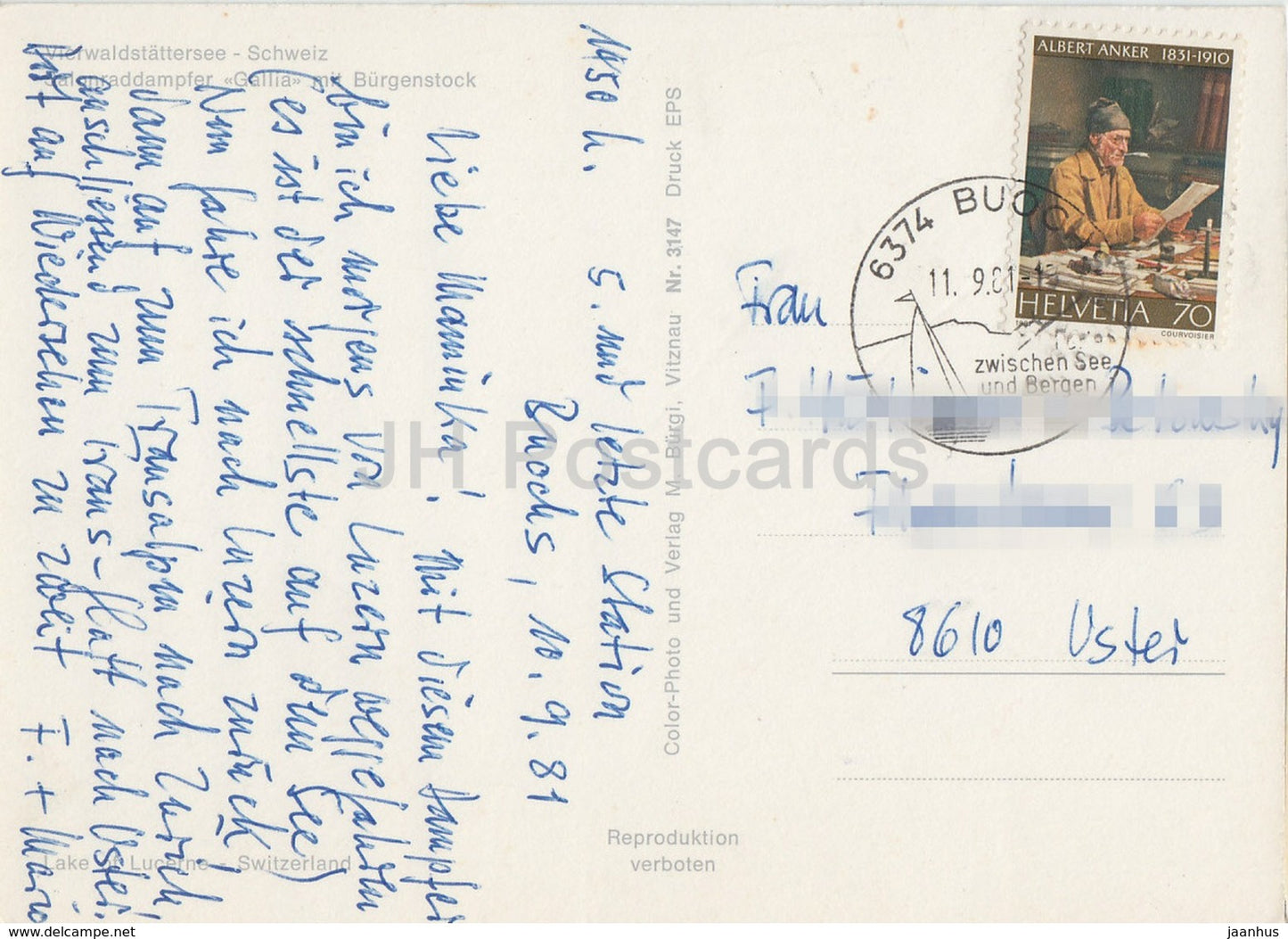Vierwaldstattersee - Dampfer Gallia mit Burgenstock - passenger ship - steamer - 1981 - Switzerland - used